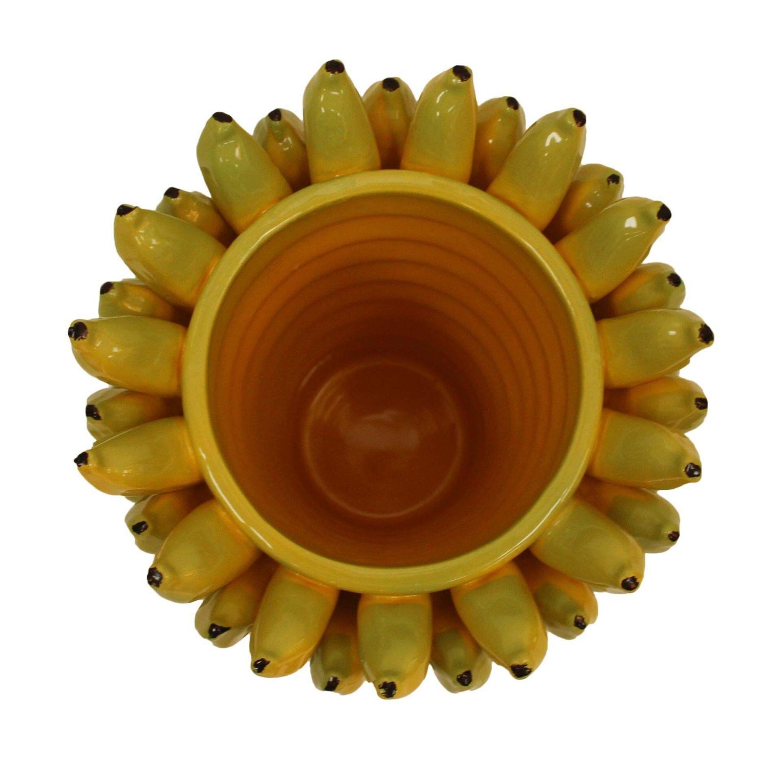 Italian Yellow Ceramic Vase With Banana Fruit Motifs photo Home Decor
