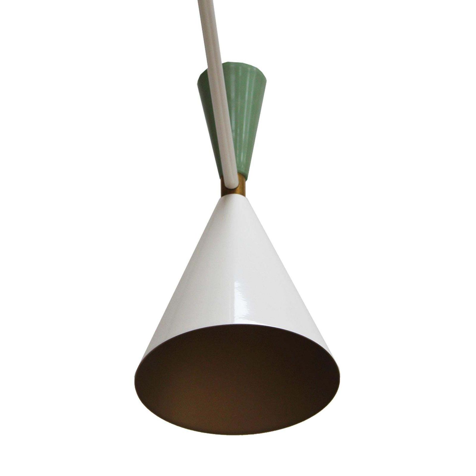 Stilnovo Style White And Green Lacquered Suspension Lamp . Spain, 2022 photo Lighting