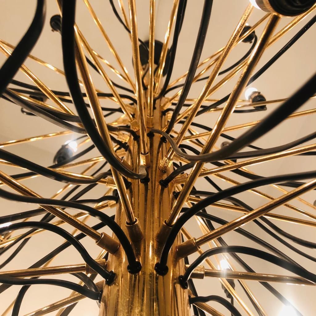 Mid Century Modern Gino Sarfatti Brass Italian '2097/30' Chandelier, 1960s photo vintage