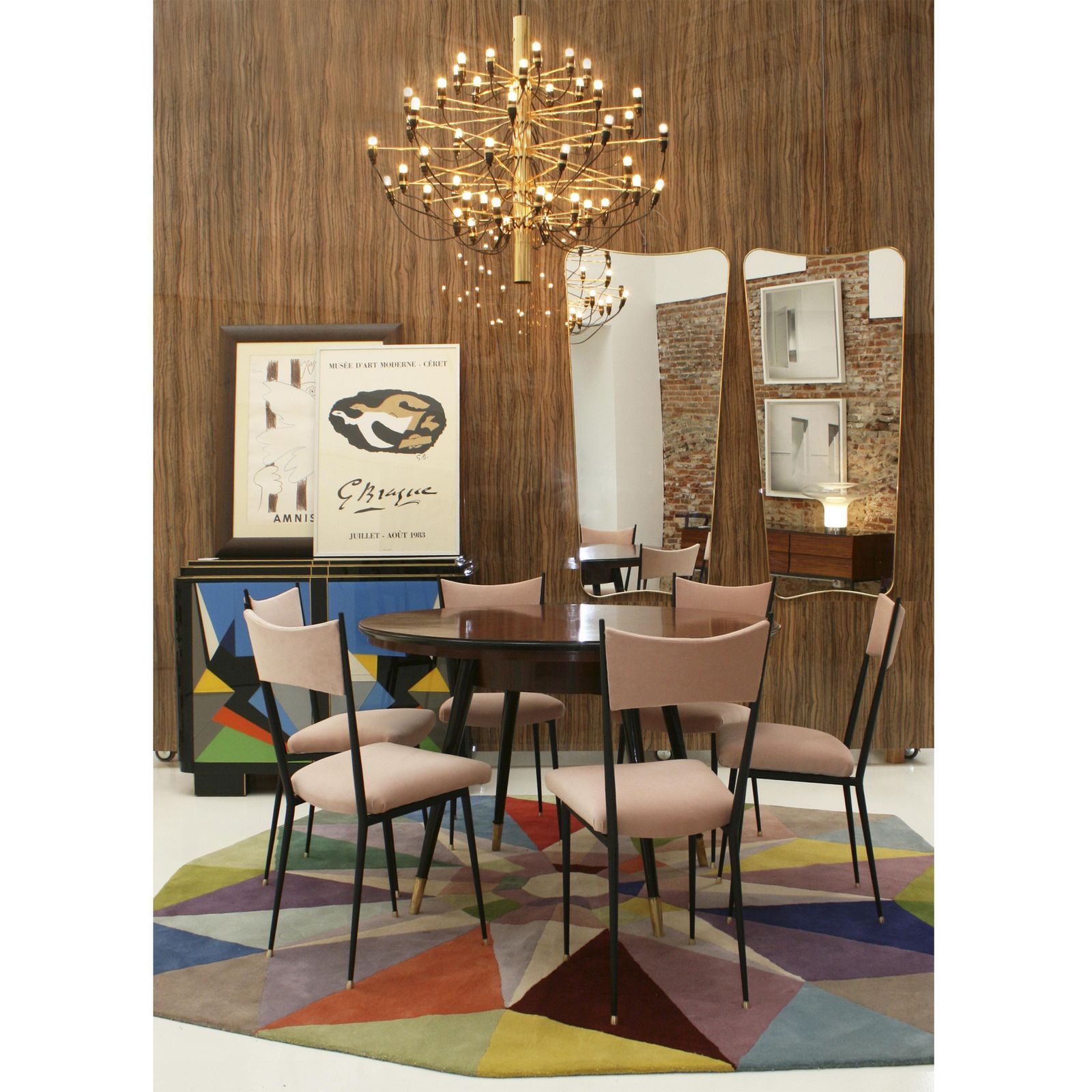 Lighting Mid Century Modern Gino Sarfatti Brass Italian '2097/30' Chandelier, 1960s photo