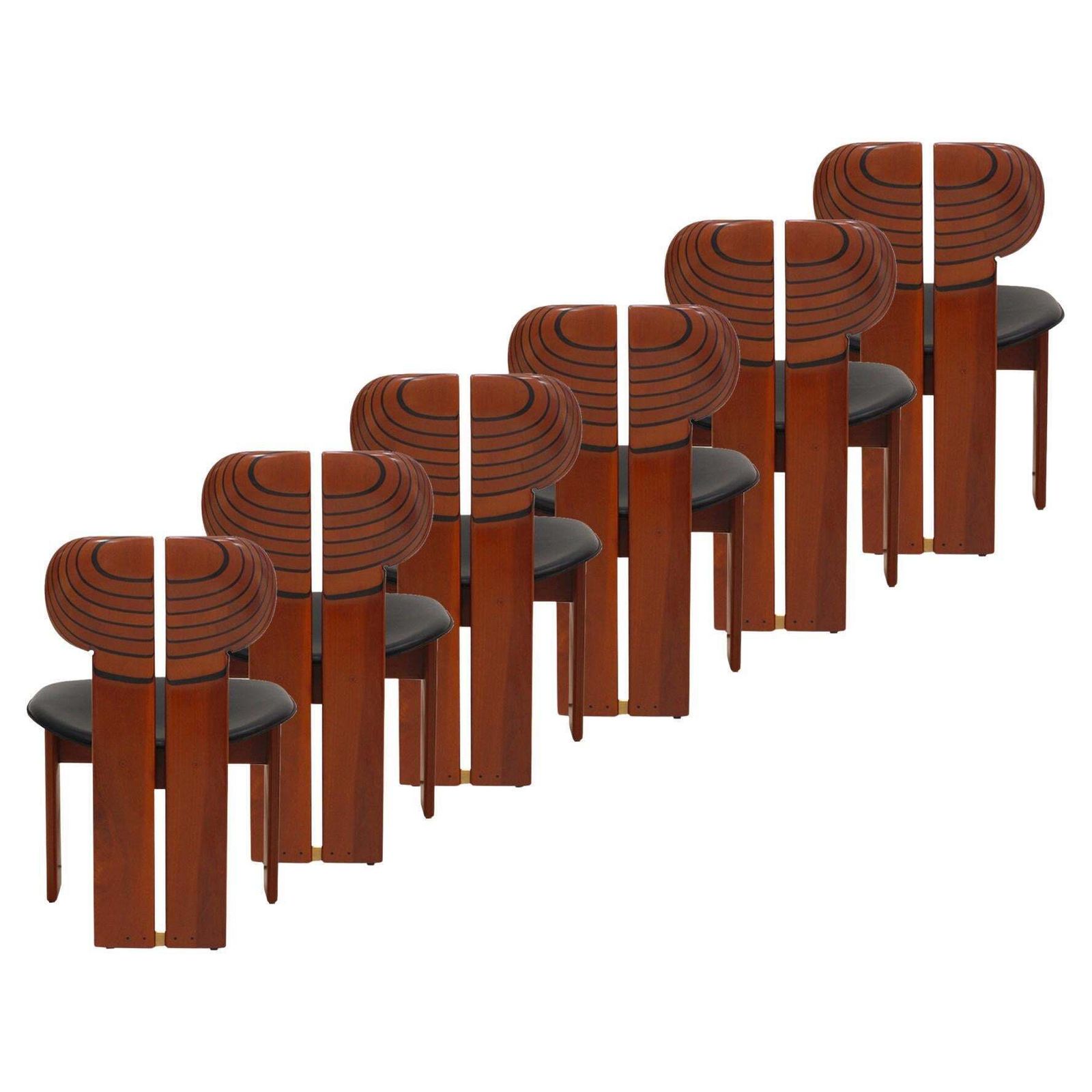 Africa Italian Dining Chairs Designed By Afra & Tobia Scarpa For Maxalto, 70s