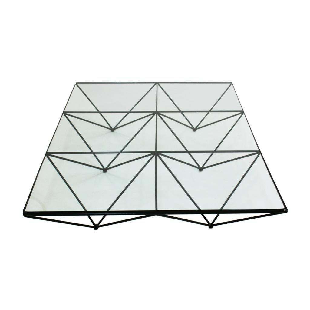 Mid Century Modern Paolo Piva Glass Top And Metal Base Italian Coffee Table photo vinterior
