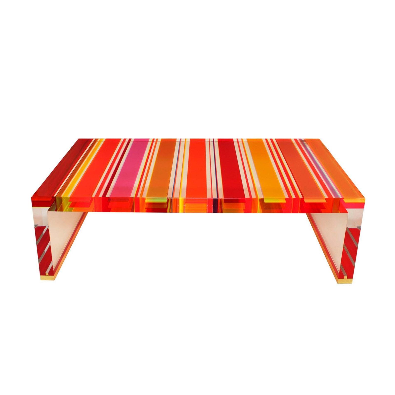 Studio Superego Modern Multicolor Plexiglass And Brass Feet Italian Coffee Table photo Furniture