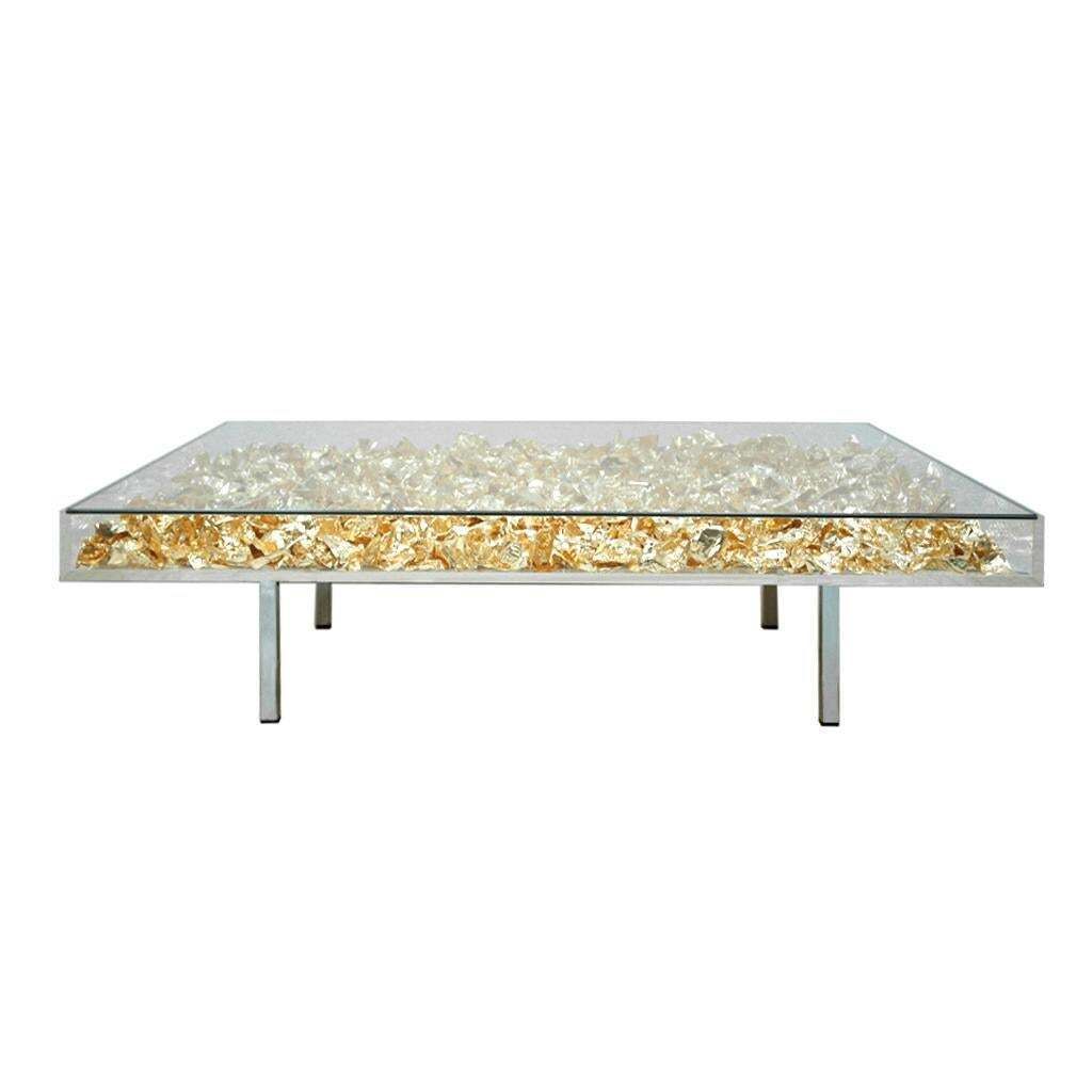 Yves Klein Gold Monogold French Square Coffee Table photo furniture