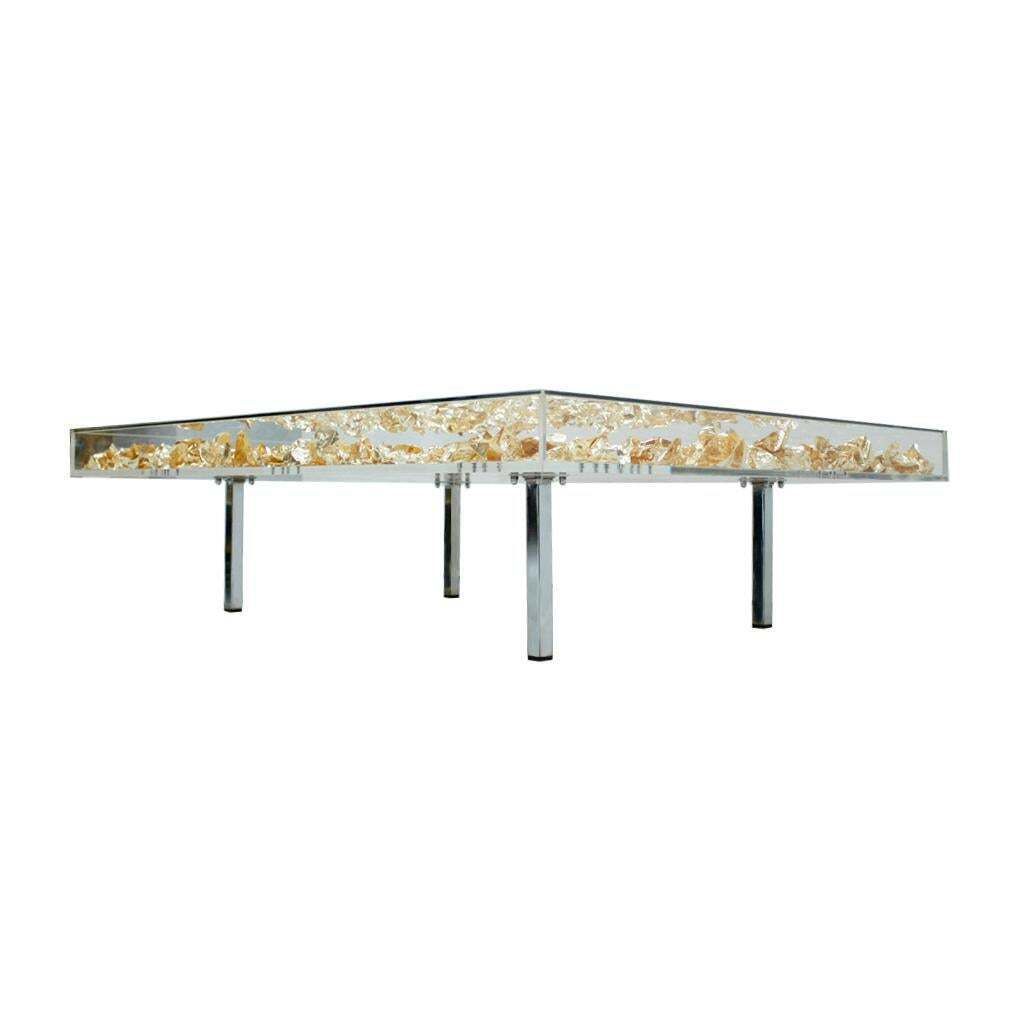 Yves Klein Gold Monogold French Square Coffee Table photo Furniture