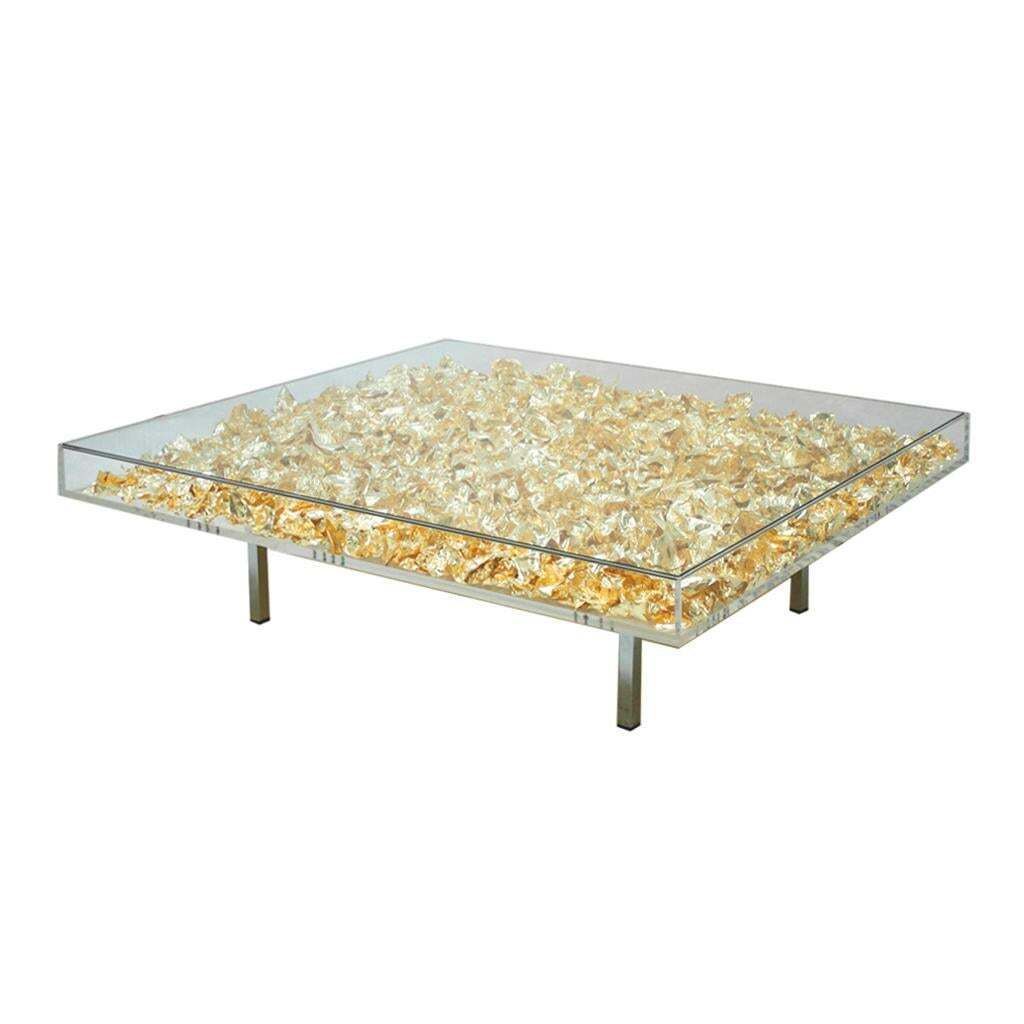 Yves Klein Gold Monogold French Square Coffee Table photo vinterior