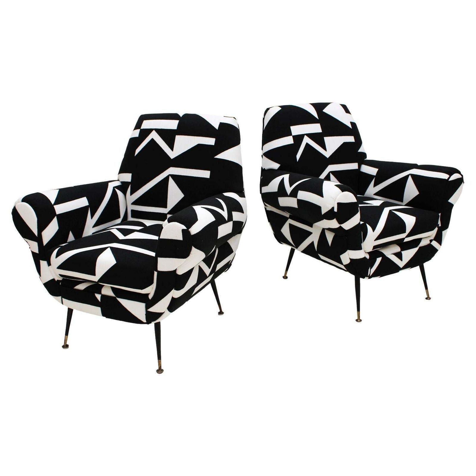 Gigi Radice For Minotti Mid Century Modern Pair Of Italian Armchairs, 1950s