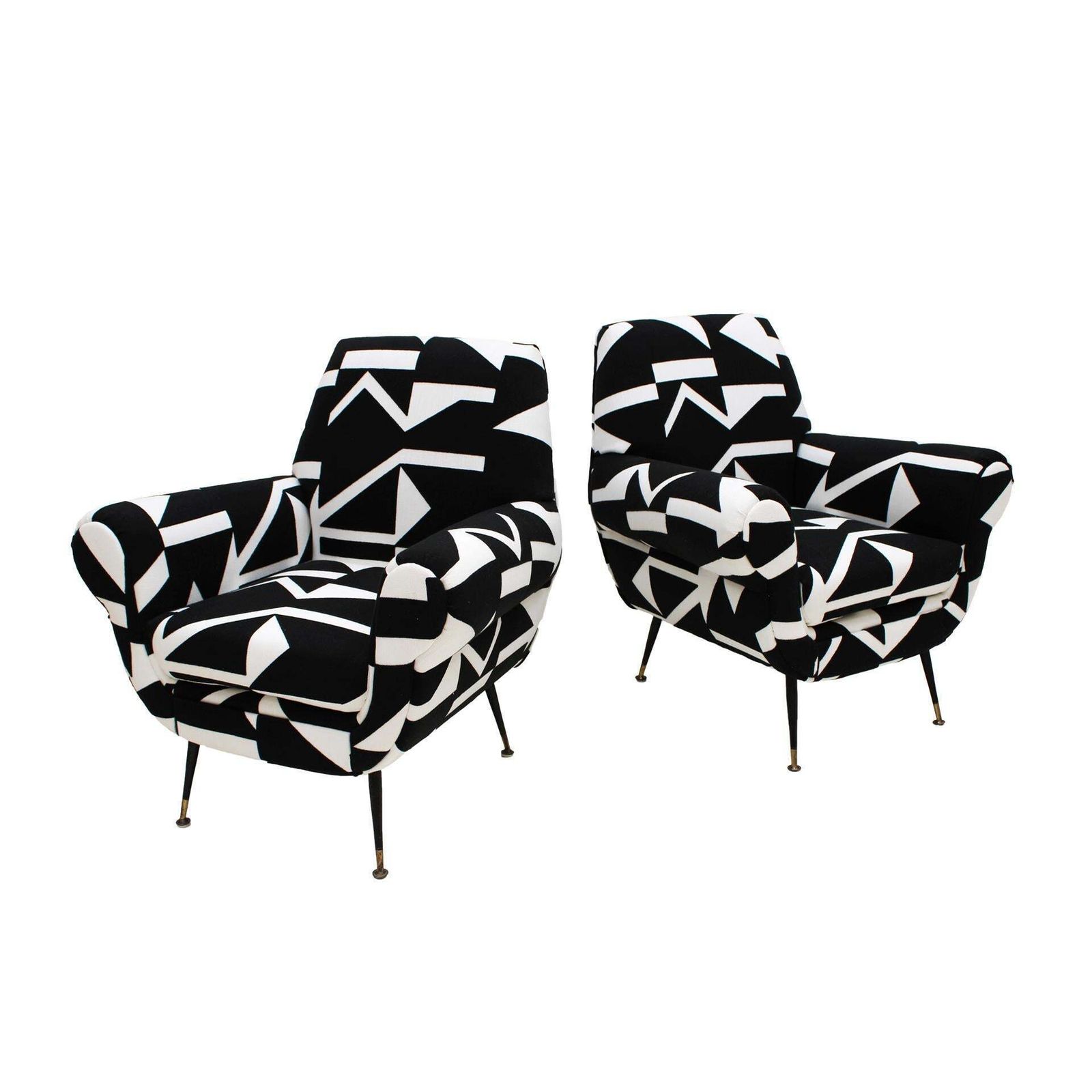 Gigi Radice For Minotti Mid Century Modern Pair Of Italian Armchairs, 1950s photo for sale