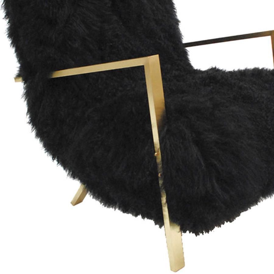 Pair Of L.A. Studio Contemporary Modern Black Mongolian Goat Italian Armchairs photo buy