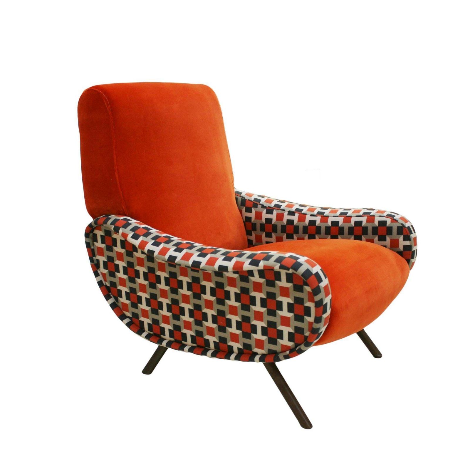Lady Marco Zanuso By Arflex Cotton Velvet And Hermes Fabric Italian Armchair photo for sale
