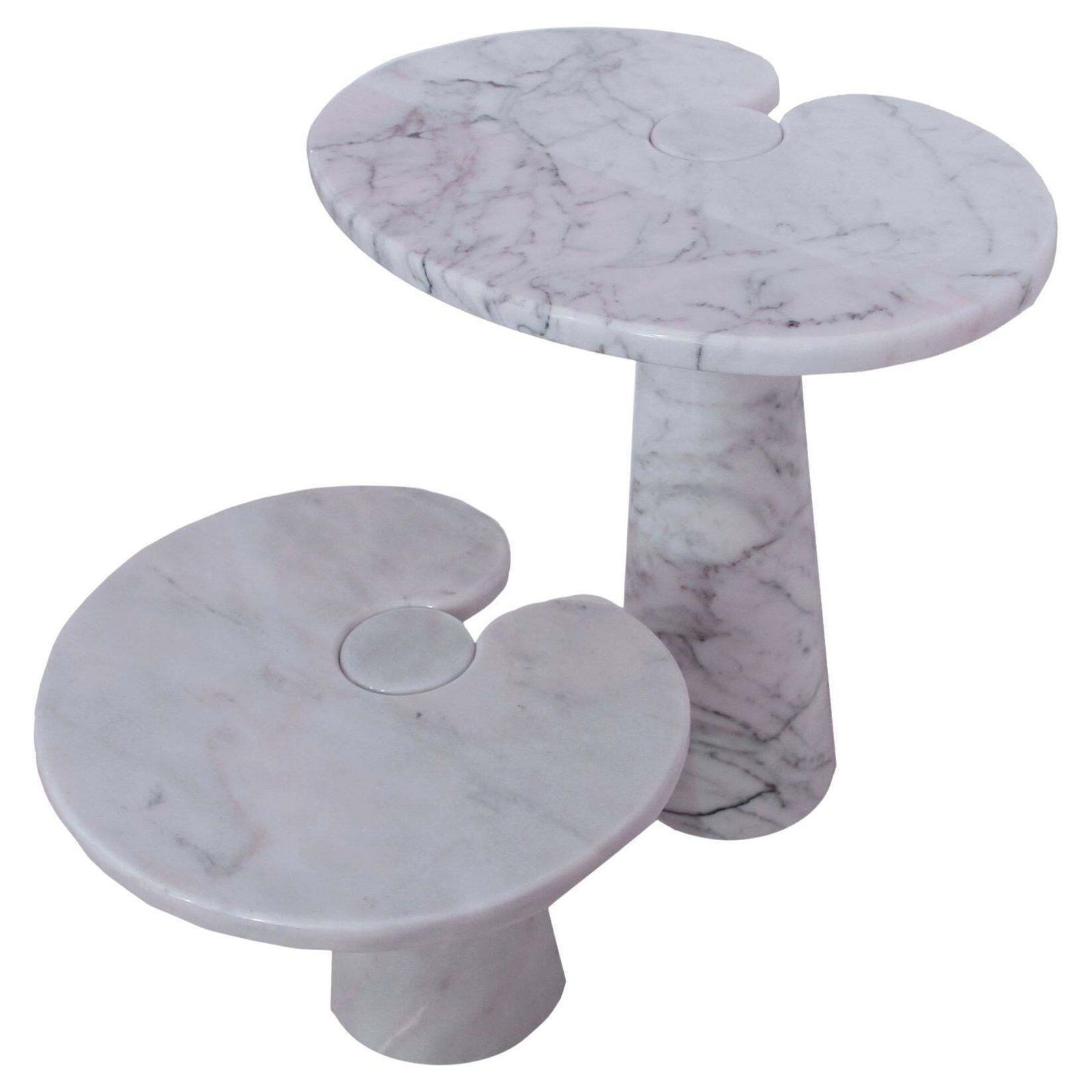 Original Angelo Mangiarotti Italian "Eros" Carrara Marble Side Tables