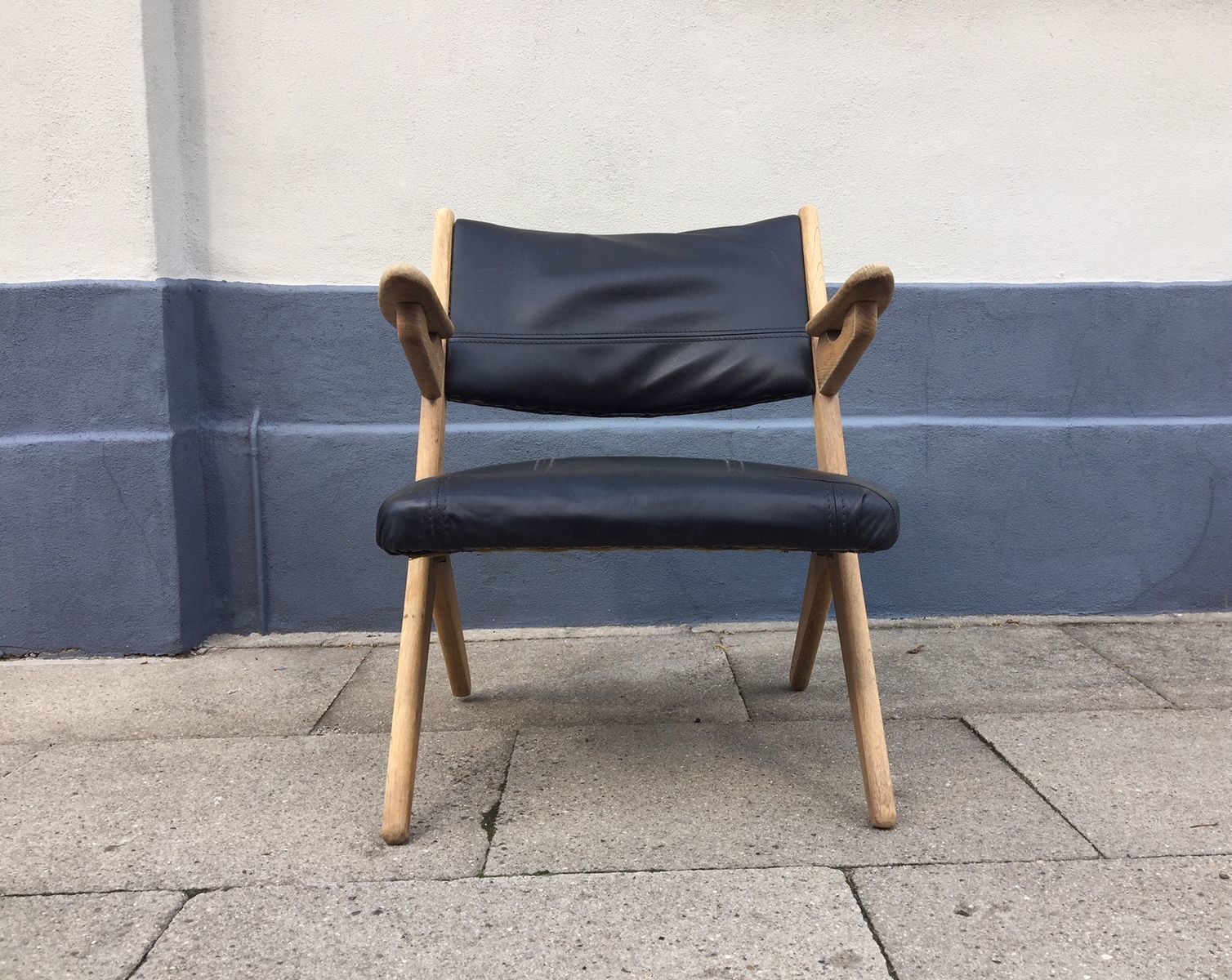 Danish Oak & Leather Lounge Chair By Arne Hovmand Olsen, 1960s photo 1044.0