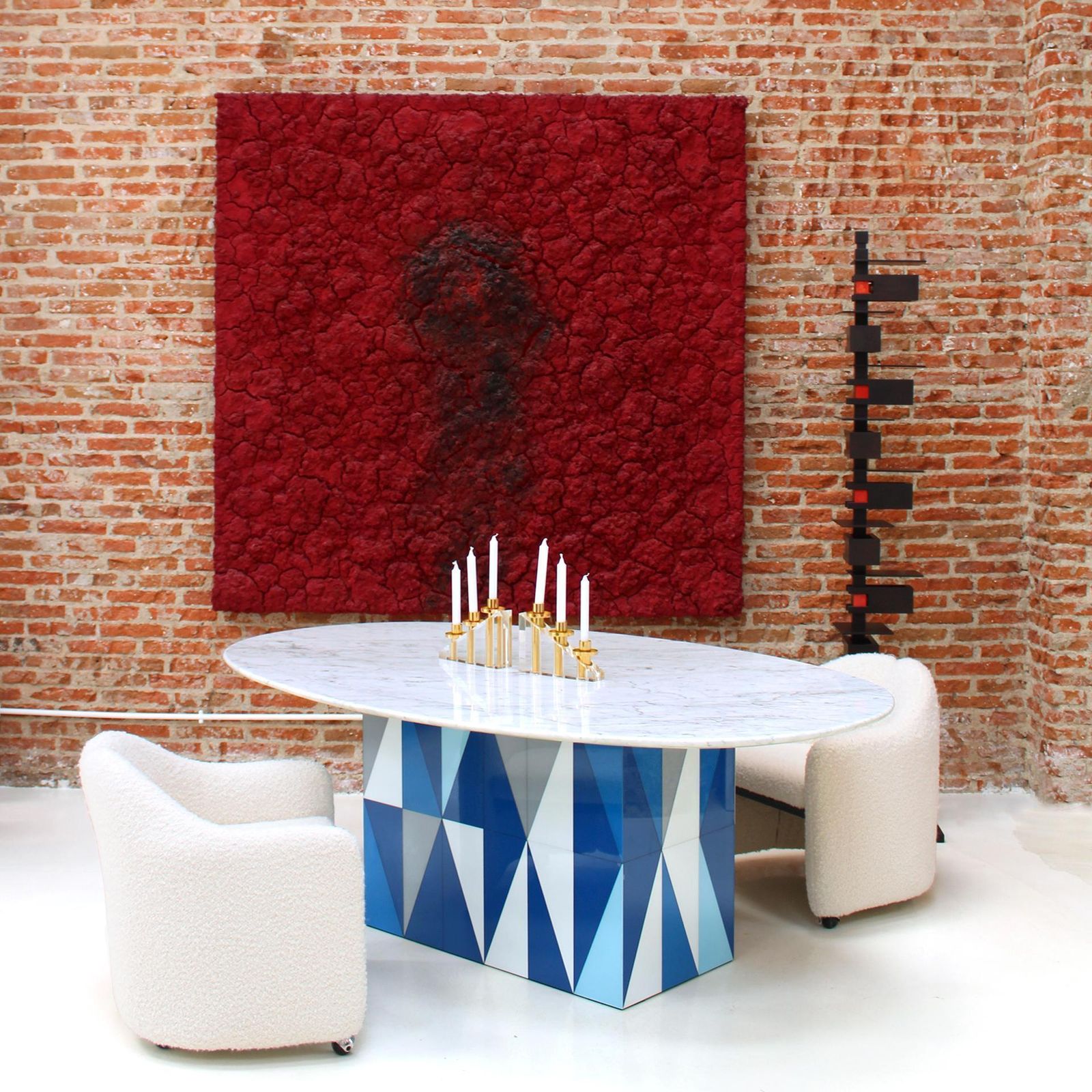 Contemporary Wood Italian Dining Table With Marble Top After Gio Ponti photo vintage