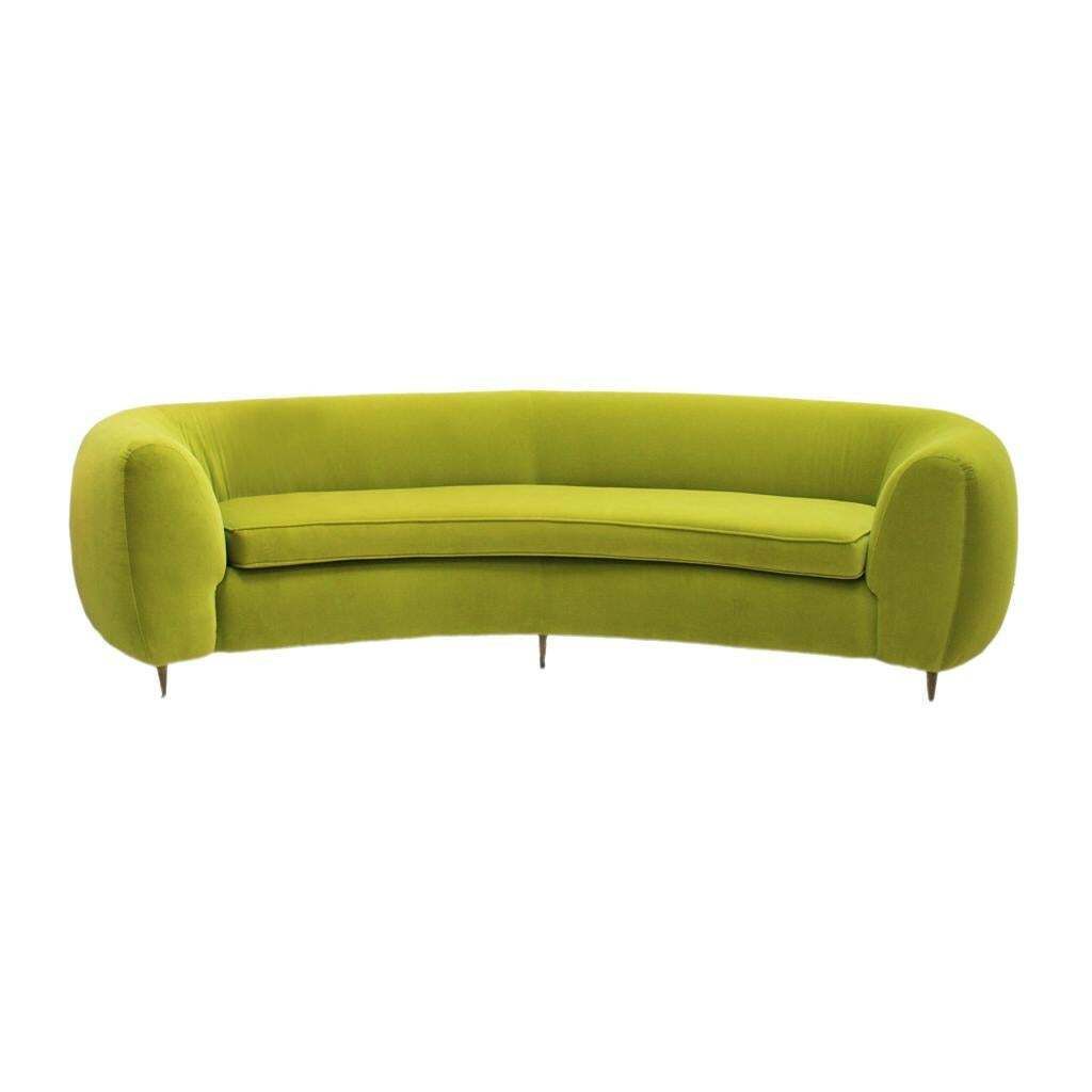 L.A. Studio Contemporary Lime Cotton Velvet Curved Italian Sofa photo furniture