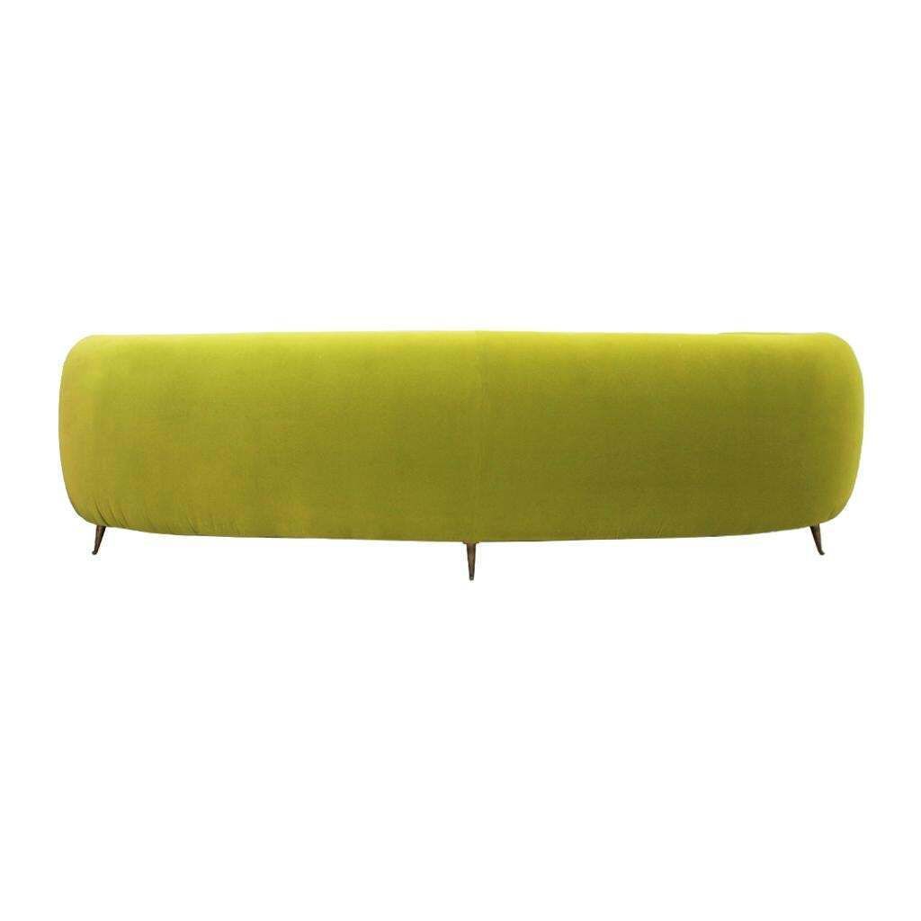 L.A. Studio Contemporary Lime Cotton Velvet Curved Italian Sofa photo Furniture