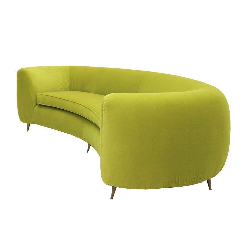 L.A. Studio Contemporary Lime Cotton Velvet Curved Italian Sofa photo 8228.0