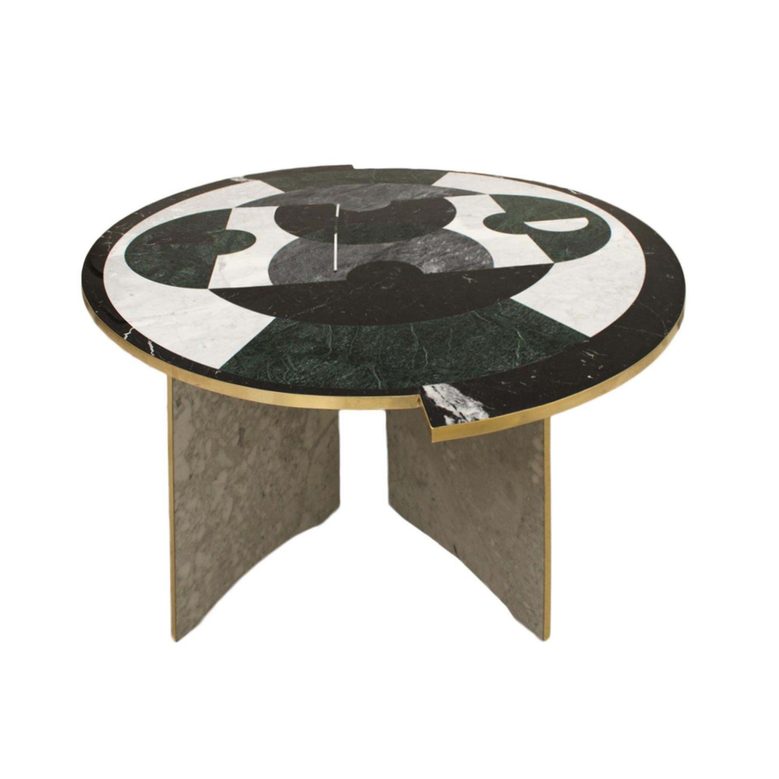 Contemporary Made Of Marble Marquetry Marble And Brass Rare Round Italian Table photo furniture