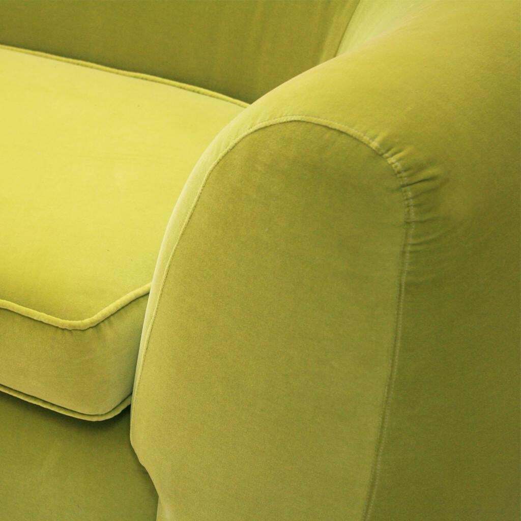 photo for sale L.A. Studio Contemporary Lime Cotton Velvet Curved Italian Sofa