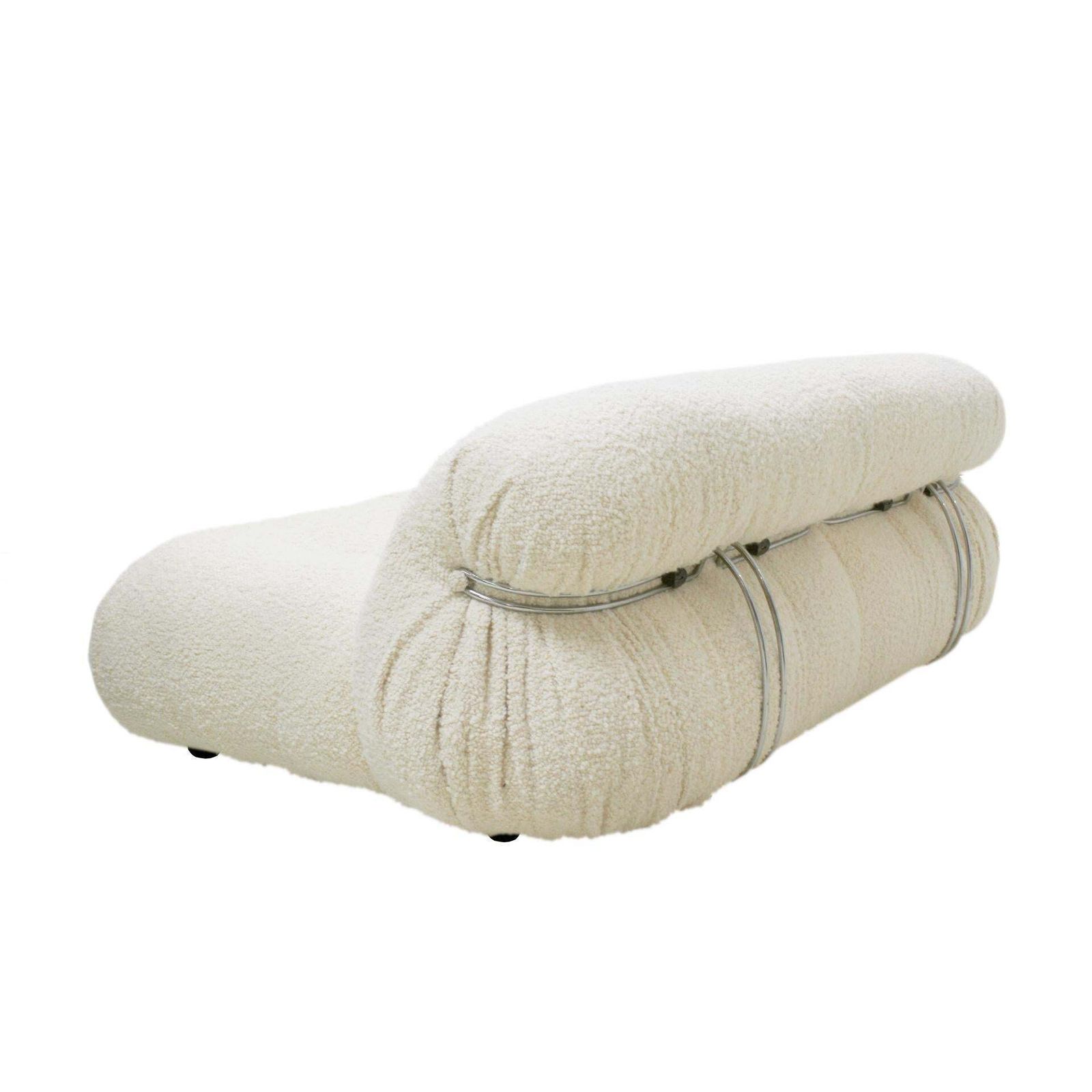 Mid Century Modern Tobia Scarpa White Bouclé Wool Soriana Italian Sofa, 1960s photo Furniture