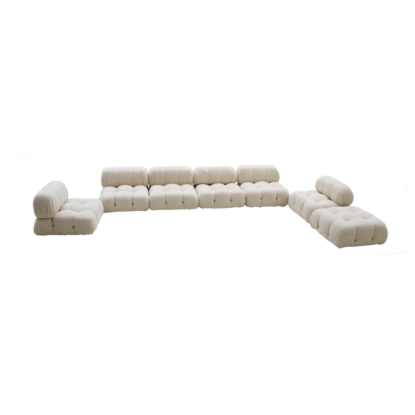 Mid Century By Mario Bellini Italian Camaleonda White Bouclé Fabric Modular Sofa photo furniture