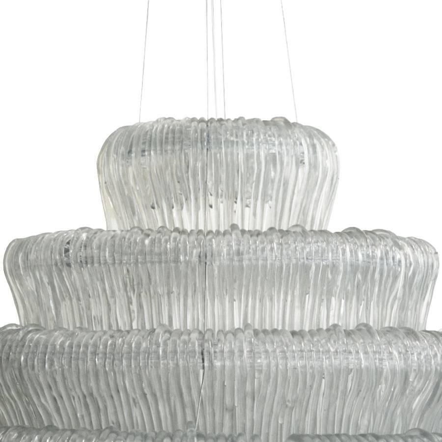 Contemporary Rare Sculptural Italian Clear White Suspension Lamp   Chandelier photo furniture