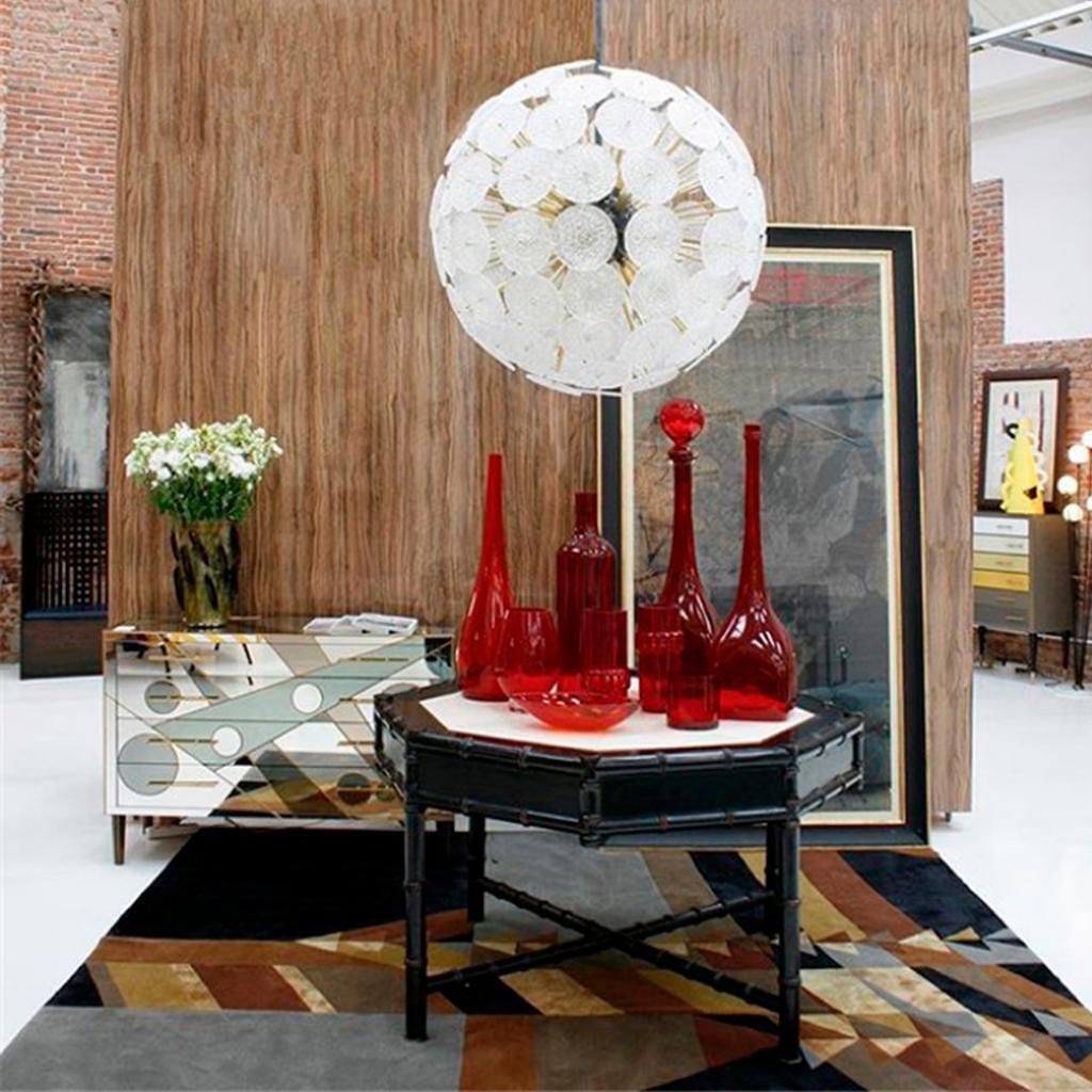 Mid Century Modern Style "Sputnik" Murano Glass And Brass Italian Pending Lamp photo 8102.0