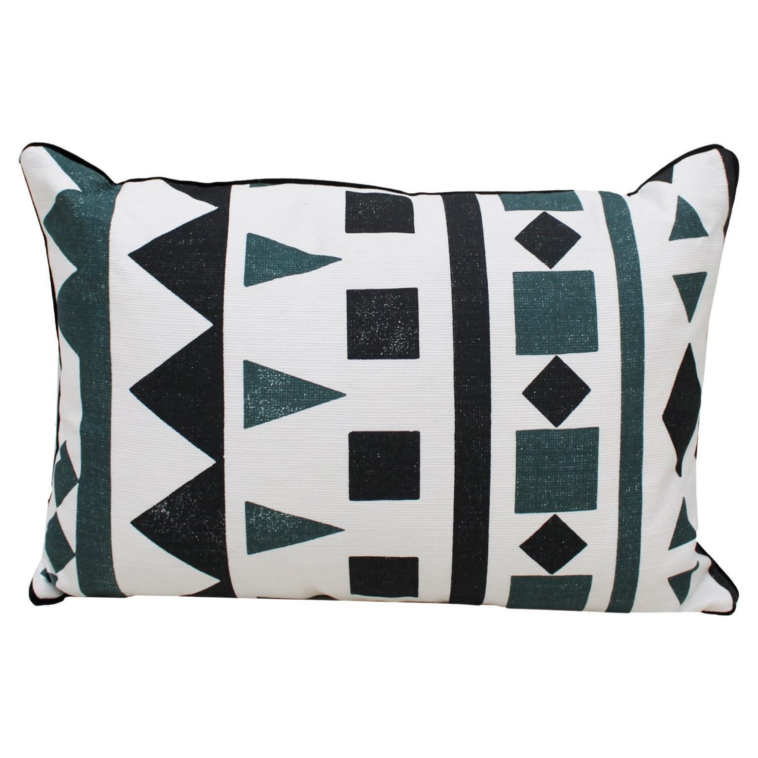 Contemporary Geometric Print Pillow In Linen And Cotton