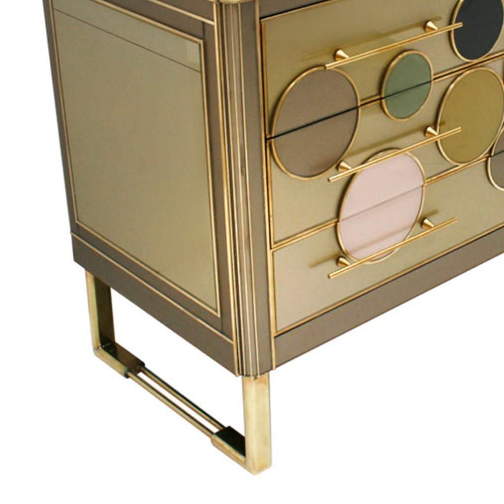 Mid Century Modern Style Solid Wood Glass And Brass Large Italian Commode photo Furniture