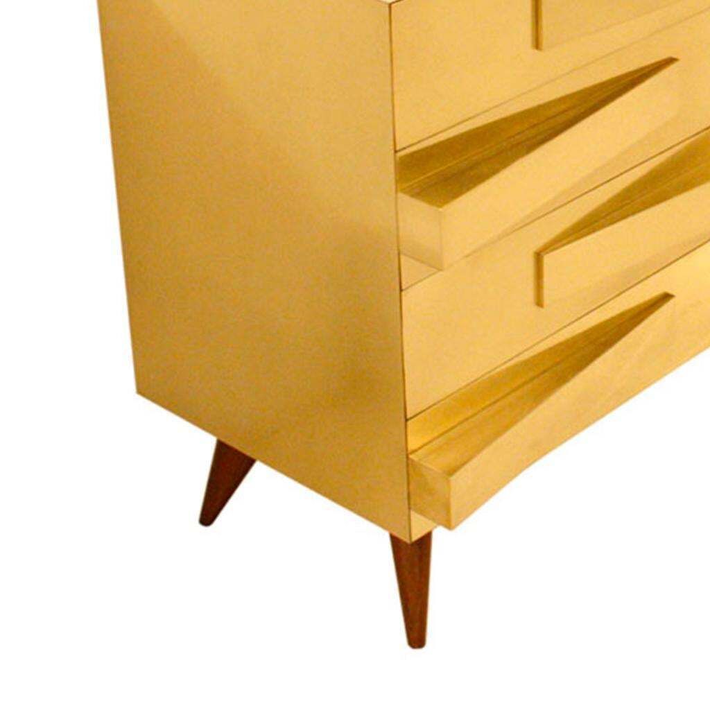 Mid Century Modern Style Wood And Brass Italian Pair Of Commodes photo vintage