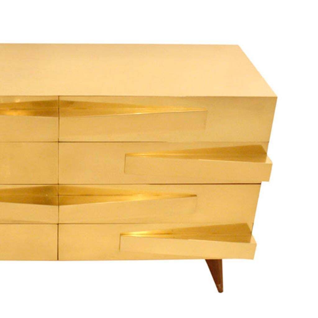 photo for sale Mid Century Modern Style Wood And Brass Italian Pair Of Commodes