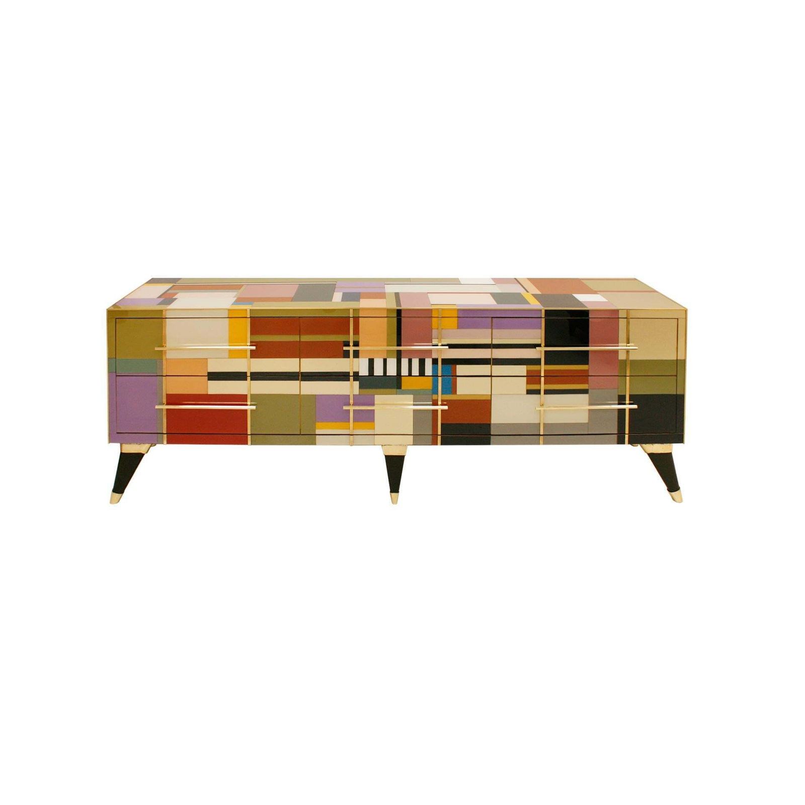 Mid Century Modern Style Murano Glass And Brass Italian Sideboard photo furniture