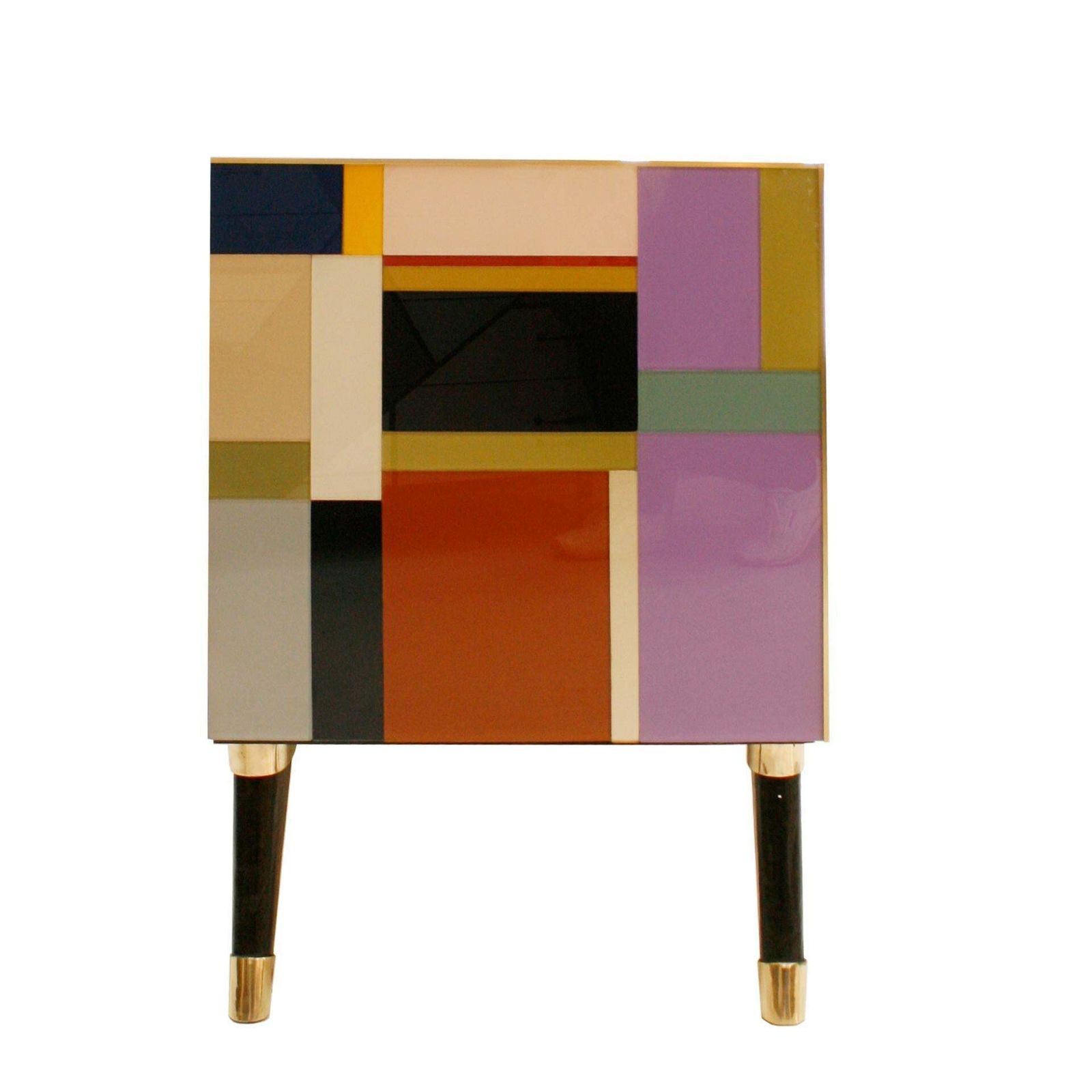 Mid Century Modern Style Murano Glass And Brass Italian Sideboard photo Furniture