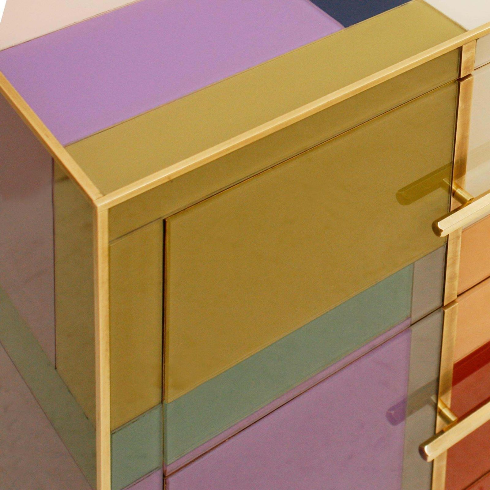 Mid Century Modern Style Murano Glass And Brass Italian Sideboard photo buy