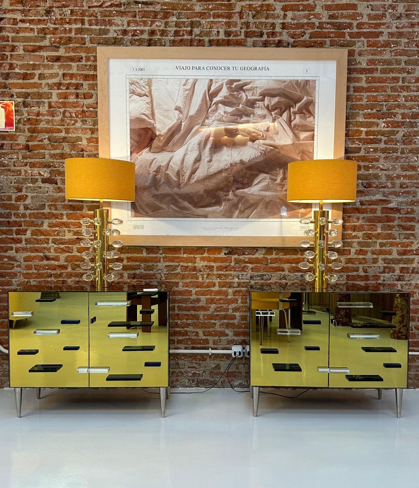 Italian Cabinets Made Of Golden Murano Glass Mirror And Brass, Contemporary photo vintage