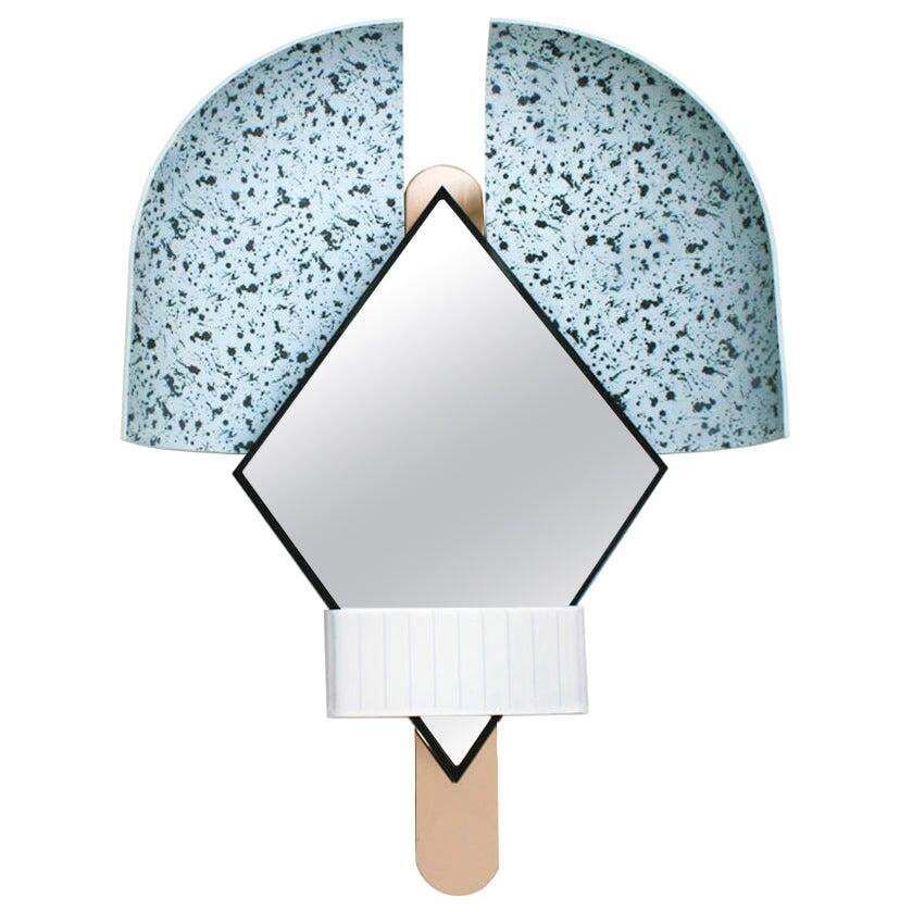 Elena Salmistraro Contemporary Italian Mirror Light Blue "Bonnet"