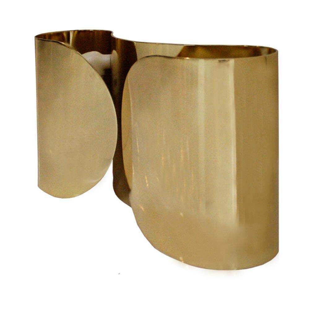 Mid Century Modern Tobia Scarpa Model "Foglio" Made Of Brass Italian Sconces photo vinterior