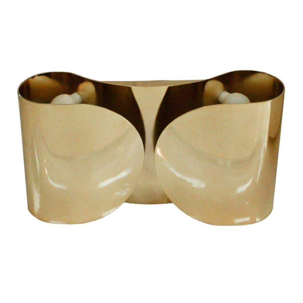 Mid Century Modern Tobia Scarpa Model "Foglio" Made Of Brass Italian Sconces photo buy