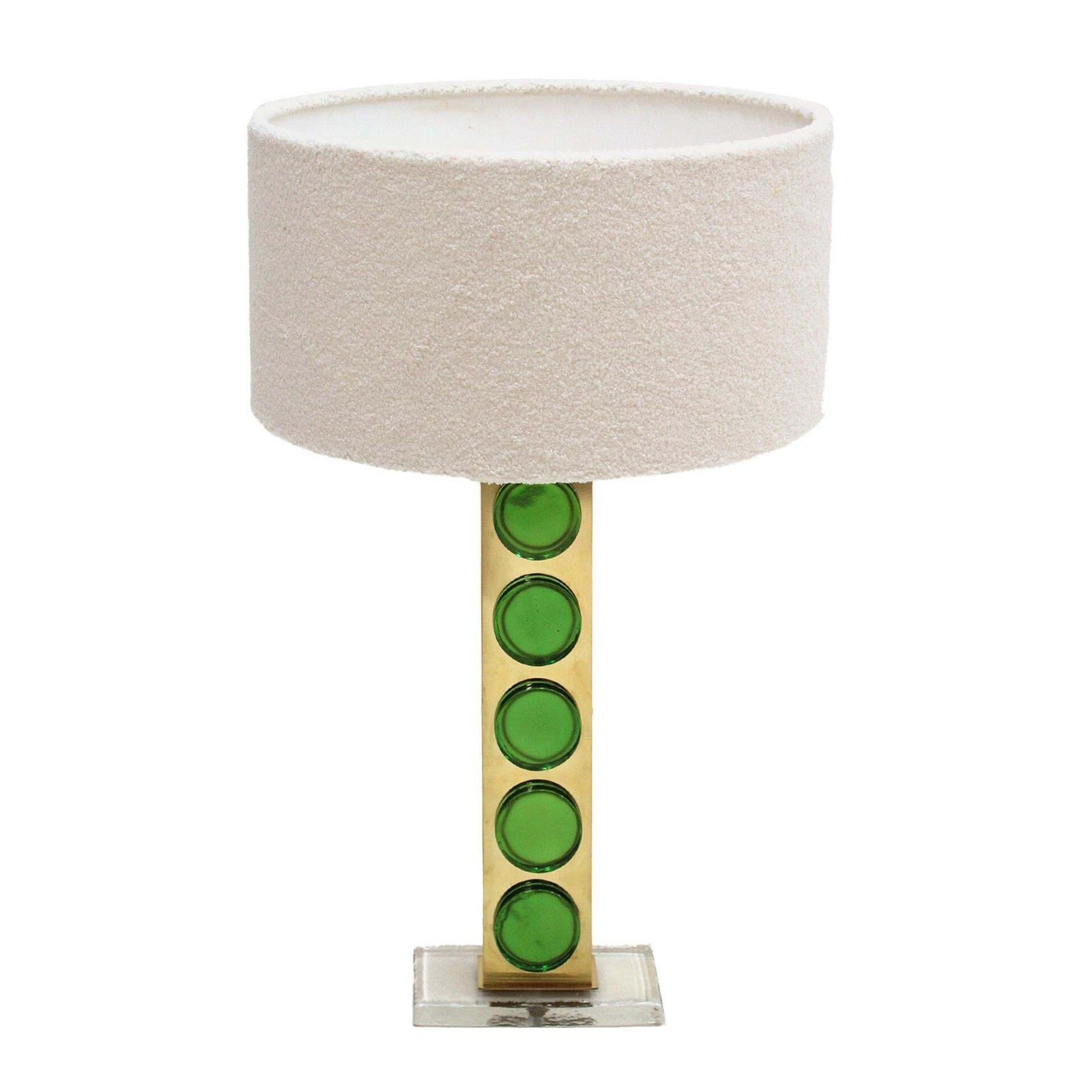 Pair Of Brass Table Lamps With Green Murano Glass Italy photo furniture