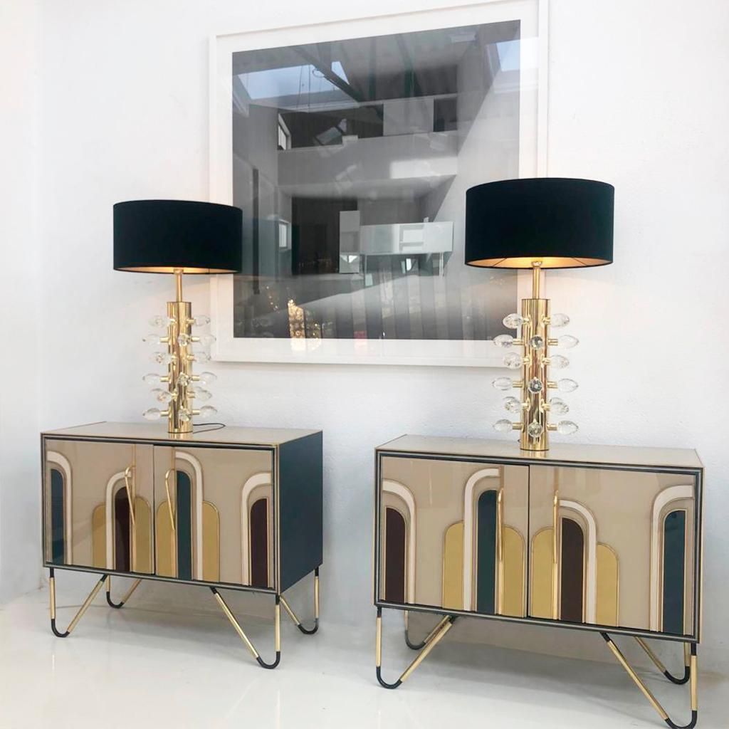 photo for sale Mid Century Modern Style Pair Of Sculptural Murano Glass Italian Table Lamps