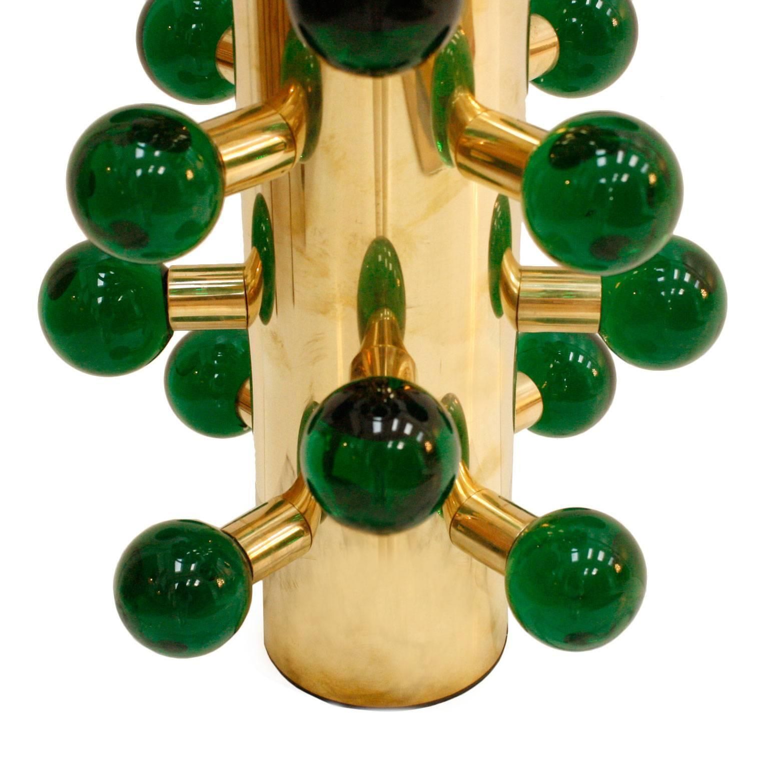 In The Style Of Midcentury Green Murano Glass And Brass Base Italian Table Lamps photo Lighting