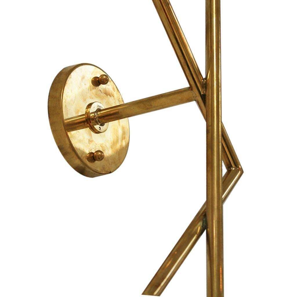 Mid Century Italian Modern Style Brass And Glass Sconces, Set Of 2 photo vinterior