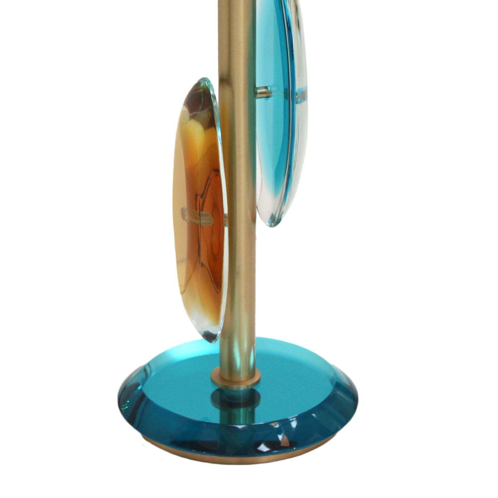 Pair Of Contemporary Murano Glass Lamps With A Brass Structure, Made In Italy photo buy