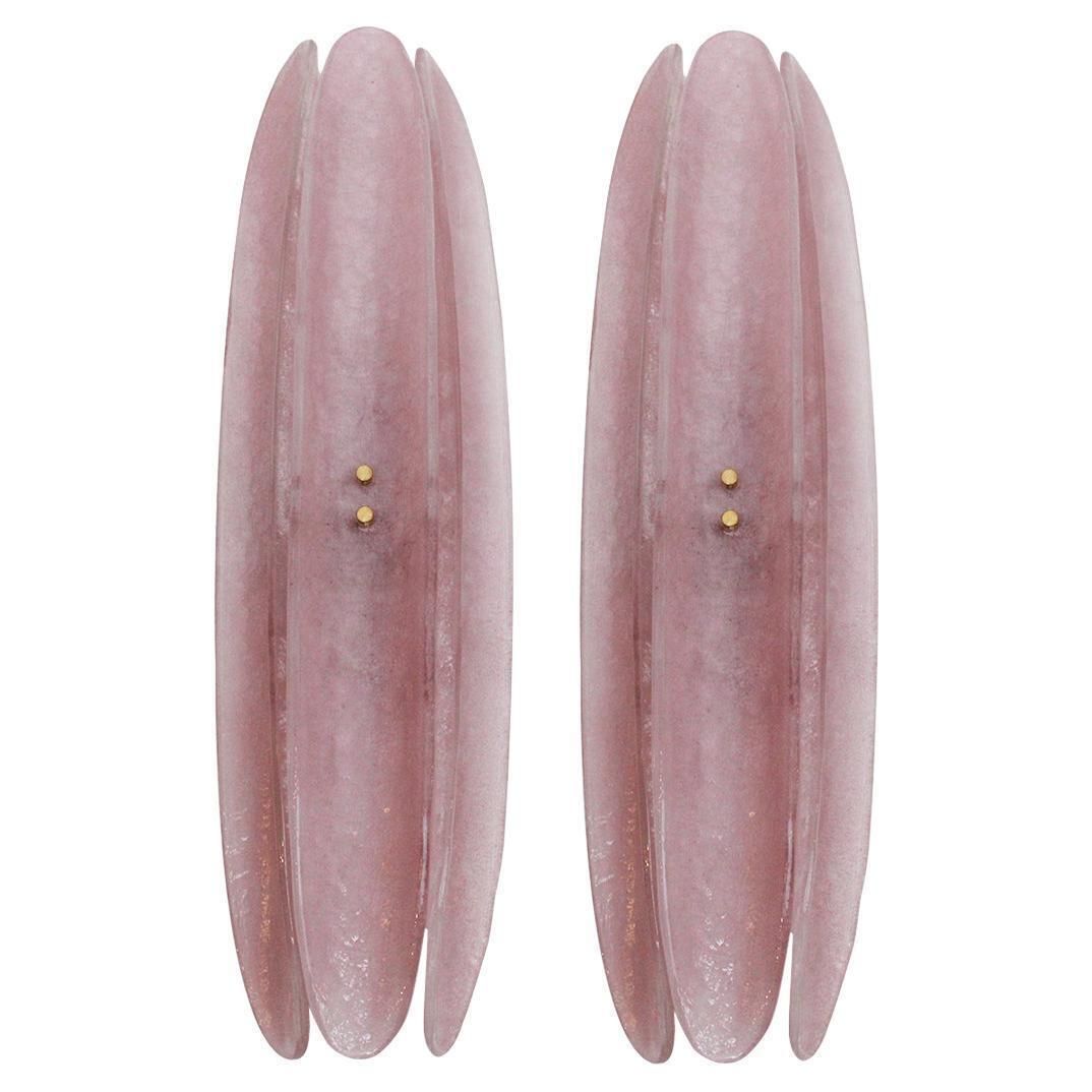 Mid Century Style Pink Murano Glass Sconces, Contemporary Design, Italy Murano