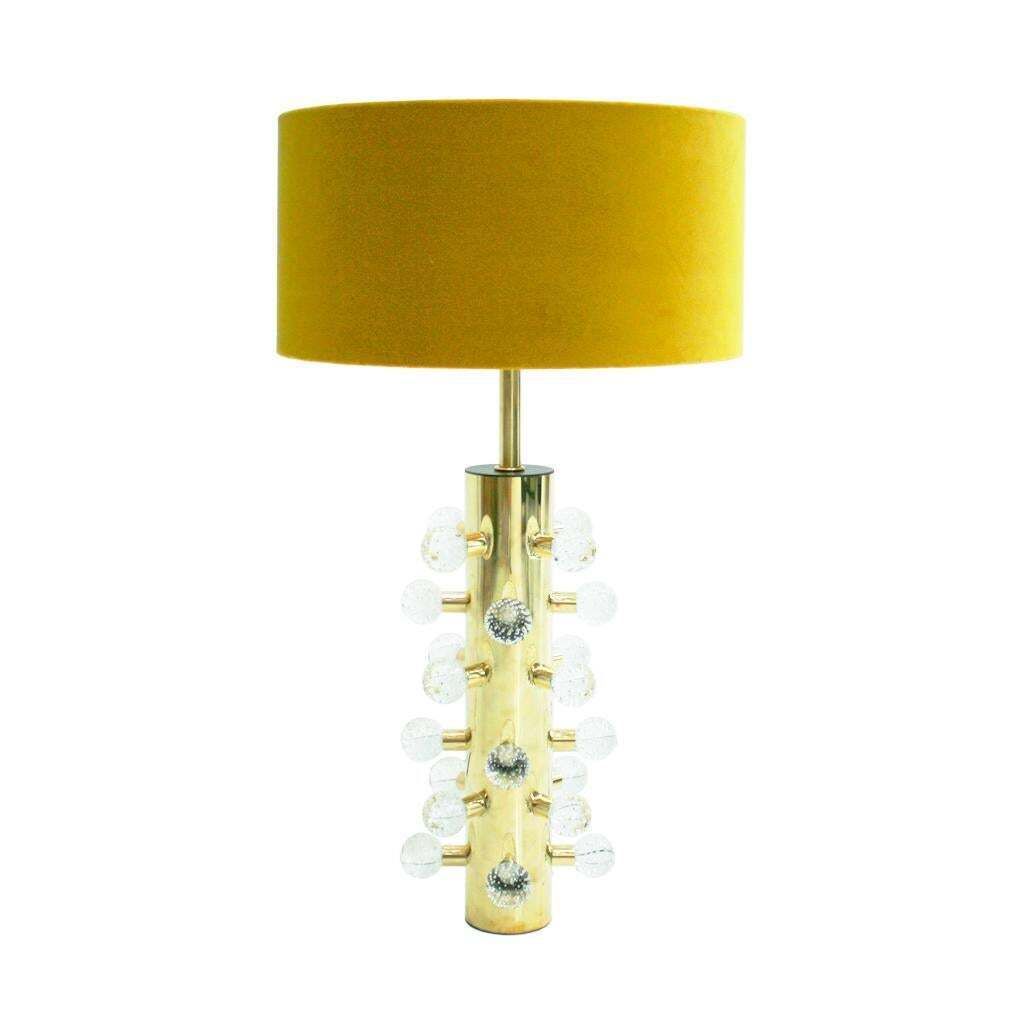 Mid Century Modern Pair Of Sculptural Clear Murano Glassand Brass Table Lamps photo furniture
