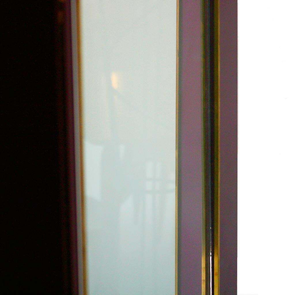 Mid Century Modern Purple Wood Gold Brass Italian Screen Divider photo vinterior