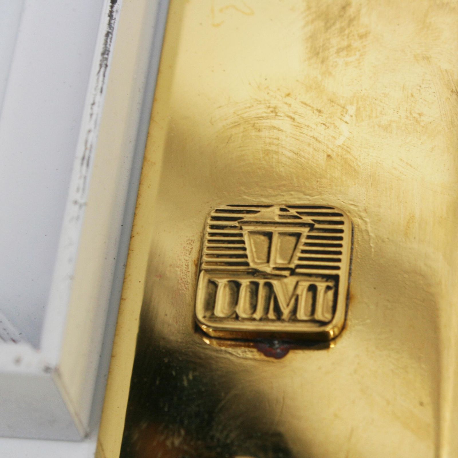 Gio Ponti Edited By Lumi Original Italian 1960s Pair Of Brass & Steel Sconces photo vintage