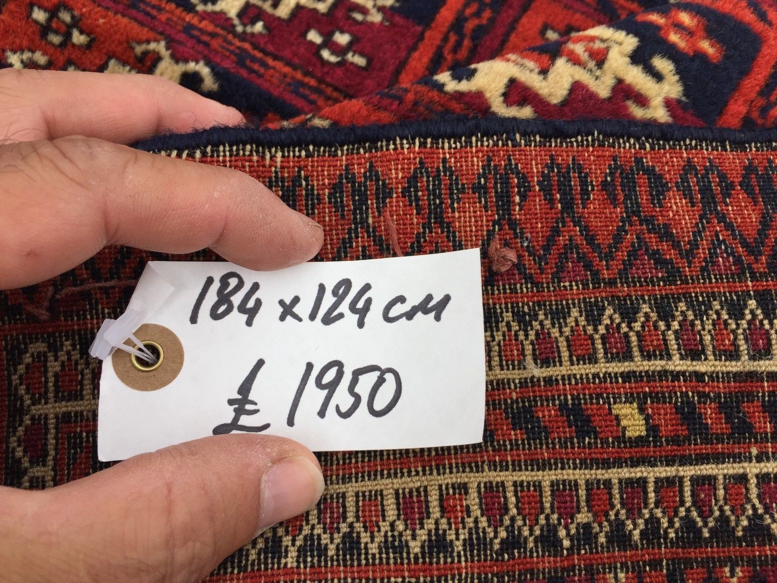 1950.0 Antique Vintage Traditional Turkoman Rug 184x124cm  Oriental Hand Made, Boho photo