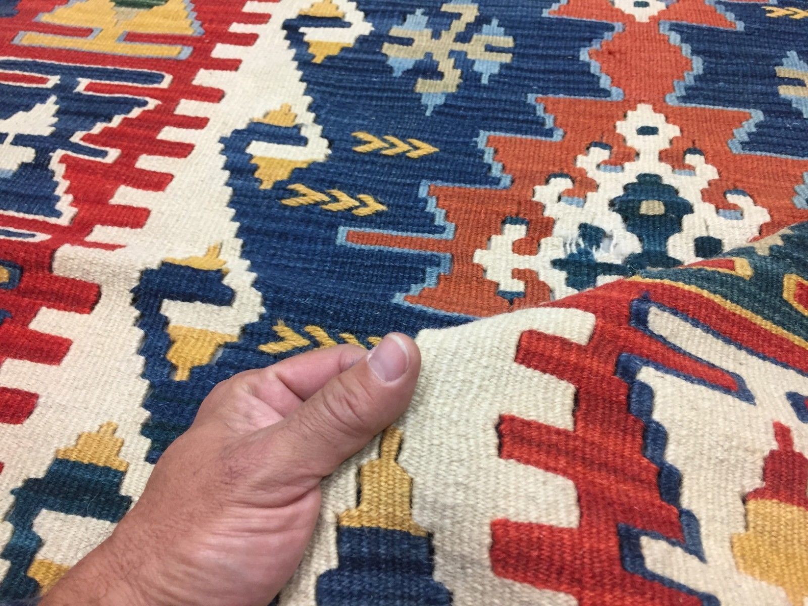 Textiles Handmade Turkish Kilim Rug 190x116cm Shabby Vintage Wool Country Home Kelim photo