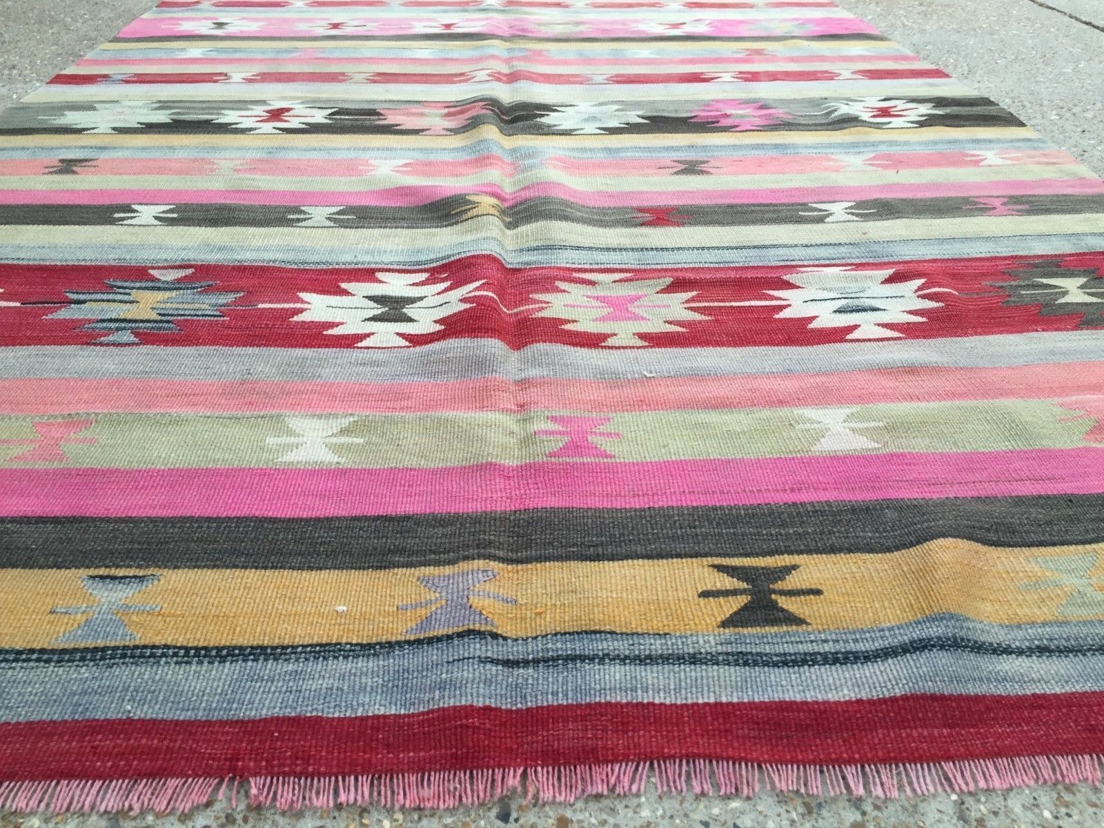 Vintage Turkish Kilim Kelim Rug 262x169cm Shabby Chic Wool, Country Home, Boho photo 775.0