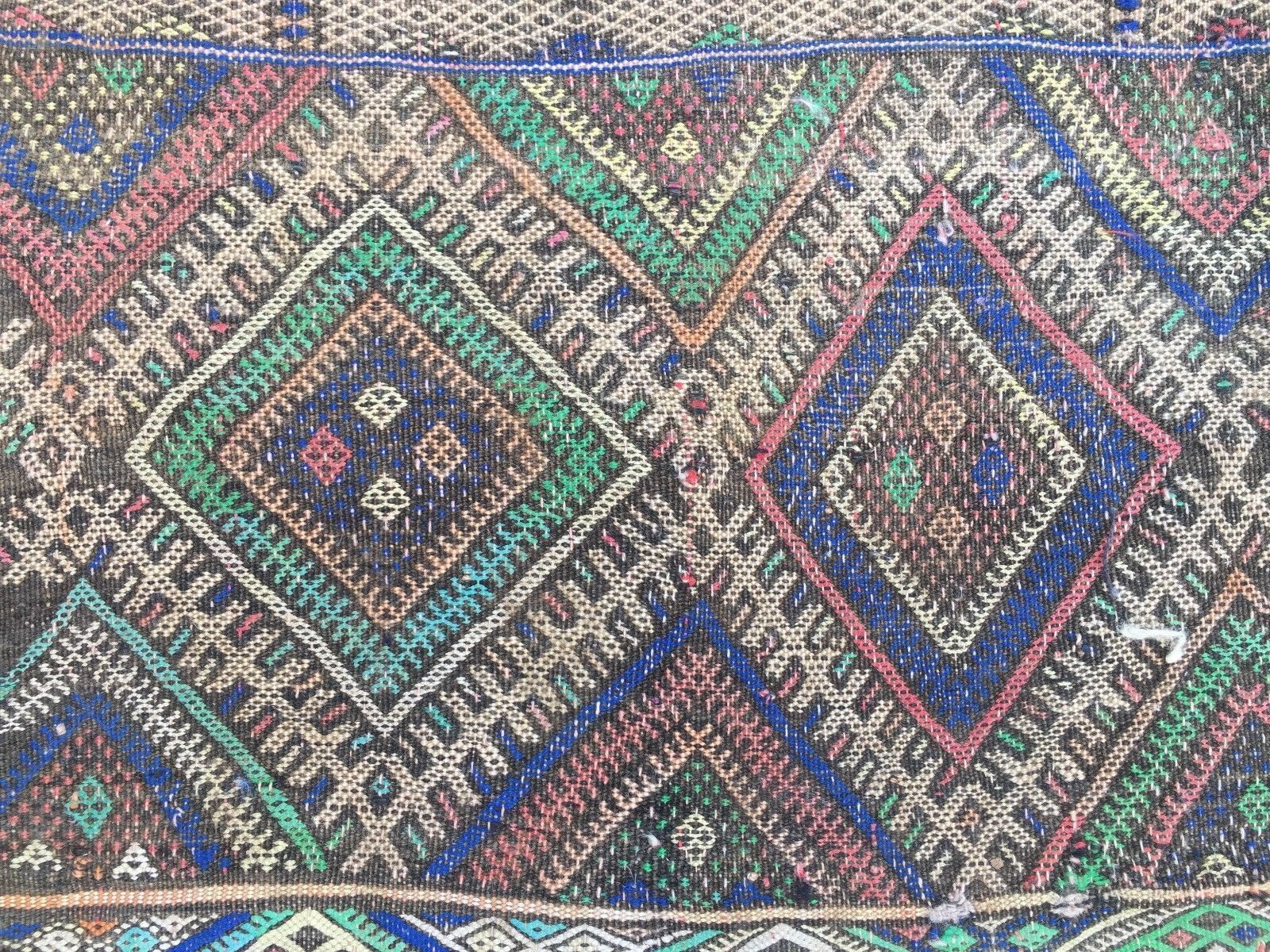 Antique Moroccan Kilim Rug 112x112cm Shabby Vintage Old Wool Country Home Kelim photo vinterior